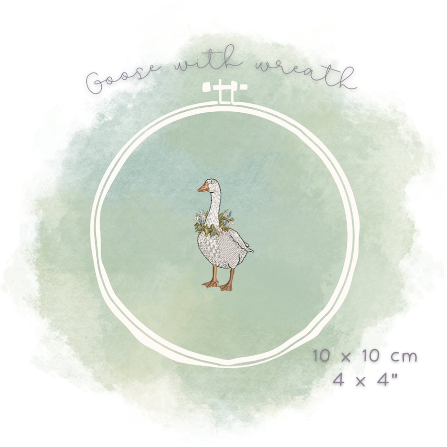 Stickdatei Gans mit Kranz