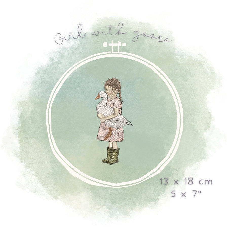 Stickdatei Mädchen mit Gans