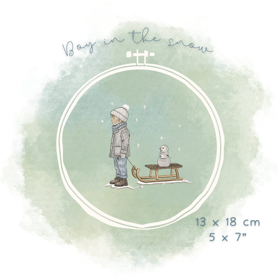 Stickdatei Junge im Schnee