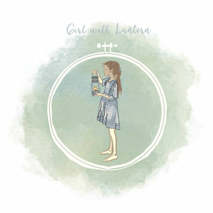 Stickdatei Mädchen mit Laterne
