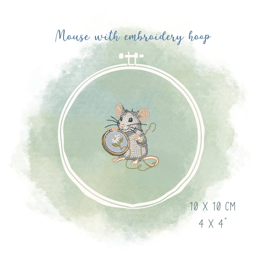 Stickdatei Maus mit Stickrahmen