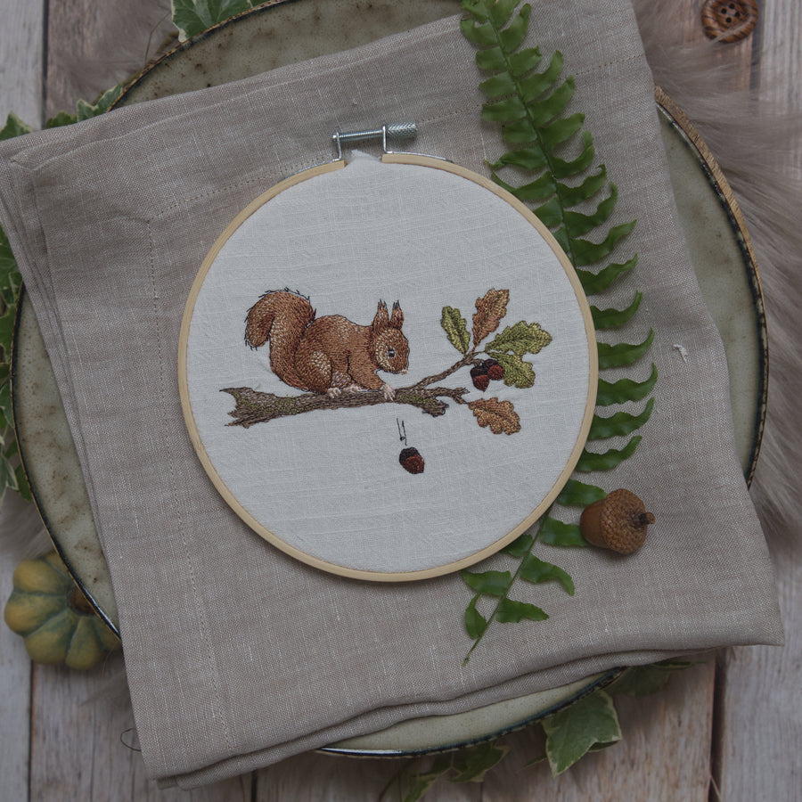 Stickdatei Eichhörnchen mit Haselnuss
