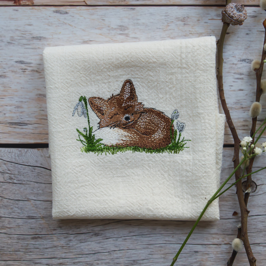 Stickdatei Fuchs mit Schneeglöckchen