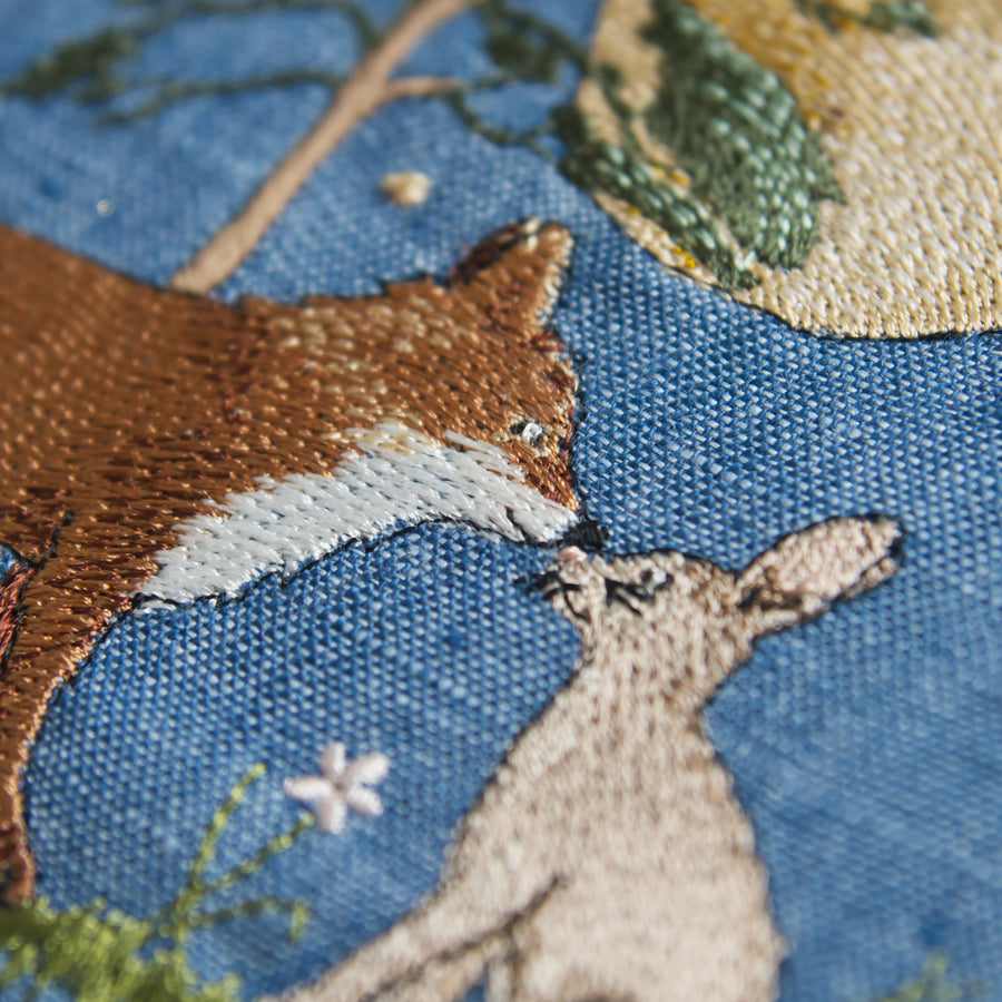 Stickdatei Fuchs und Hase sagen gute Nacht – romantisches Tiermotiv bei Mondschein