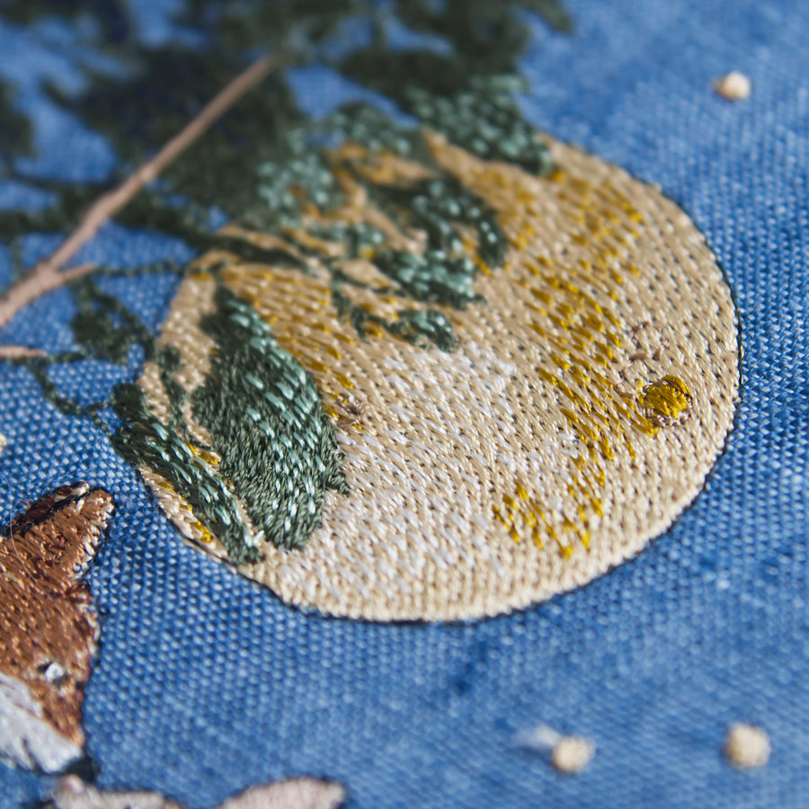 Stickdatei Fuchs und Hase sagen gute Nacht – romantisches Tiermotiv bei Mondschein