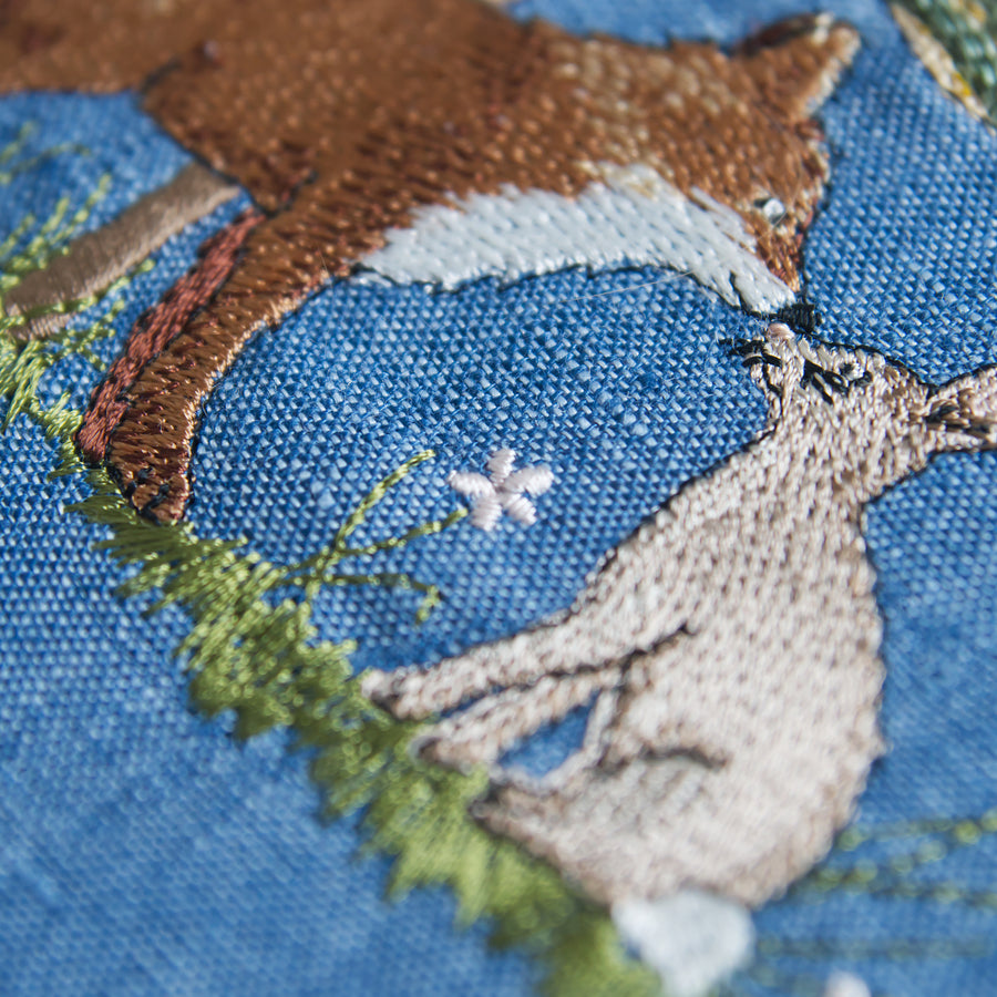 Stickdatei Fuchs und Hase sagen gute Nacht – romantisches Tiermotiv bei Mondschein