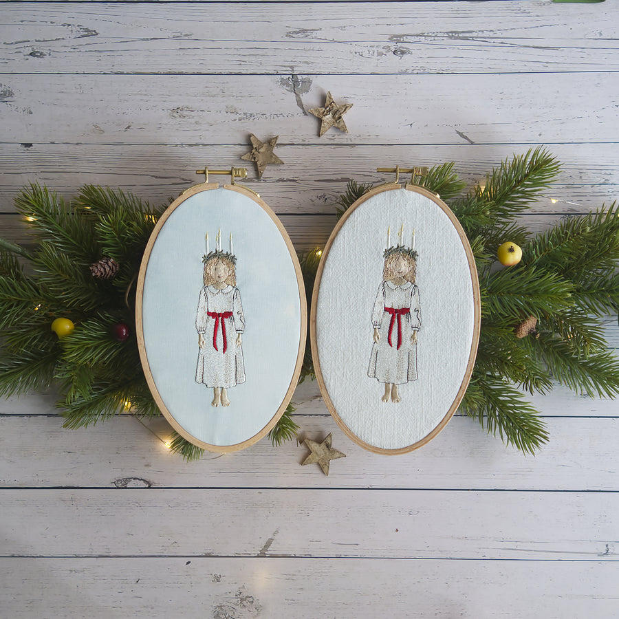 Stickdatei Lucia Mädchen – skandinavisches Lichtkind für Weihnachten & Luciatag | festliche Stickerei mit nordischem Flair