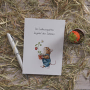 Printable Postkarte Im Erdbeergarten beginnt der Sommer