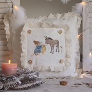Stickdatei Maus mit Schal und Esel gemeinsam auf einem Kissen, Weihnachtsglück Serie Cora Design