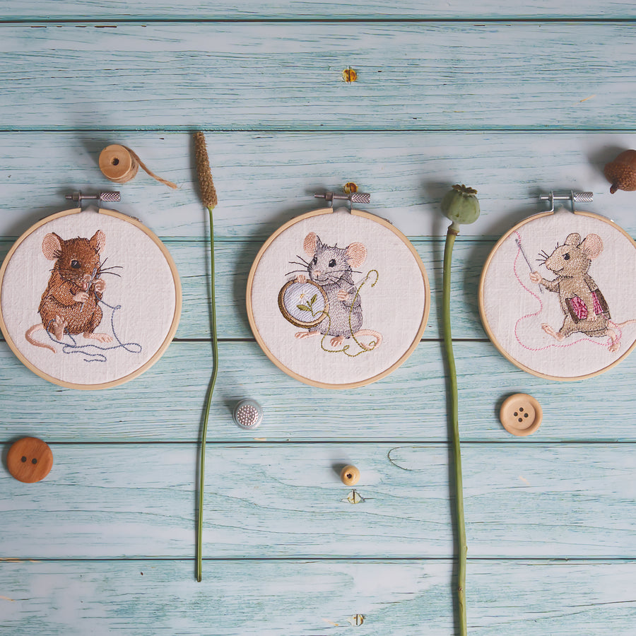 Stickdatei Maus mit Stickrahmen