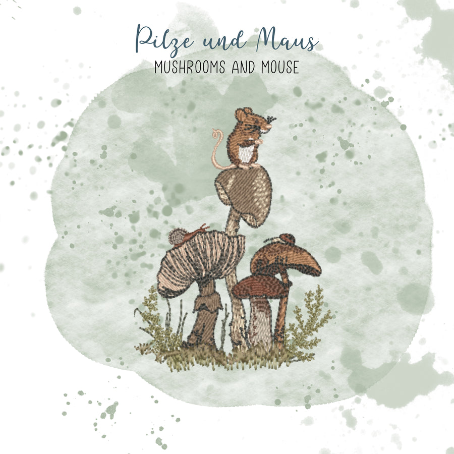 Stickdatei Pilze und Maus