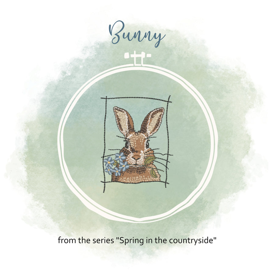 Embroidery file rabbit from the series "Spring in the Countryside"