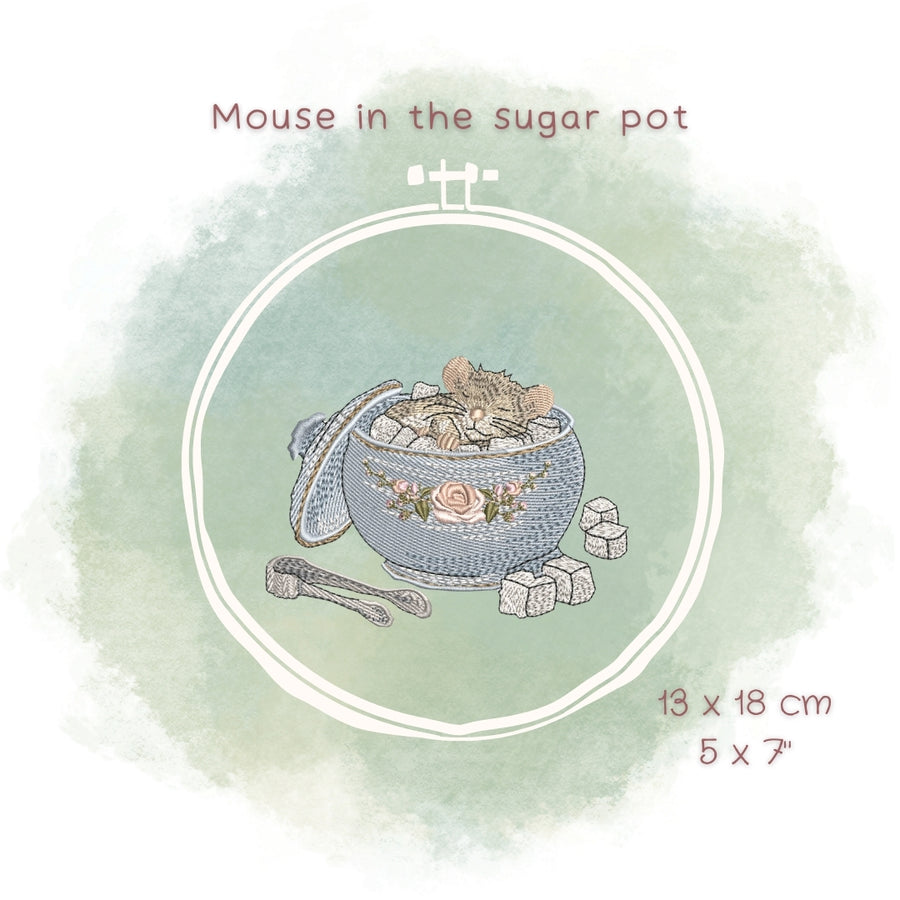 Stickdatei Maus in der Zuckerdose