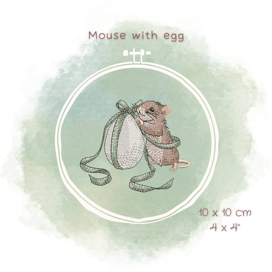 Stickdatei Maus mit Ei
