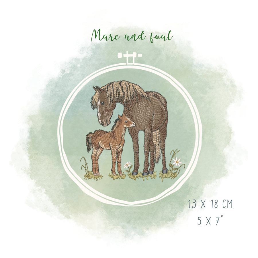 Stickdatei Stute und Fohlen