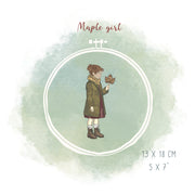 Stickdatei Herbst Mädchen mit Ahornblatt – romantische Stickdatei passend zum Apfelmädchen