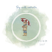 Junge mit Regenschirm – Stickdatei für 13x18 cm Rahmen