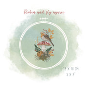 Rotkehlchen und Fliegenpilz – Stickdatei für 13x18 cm Rahmen