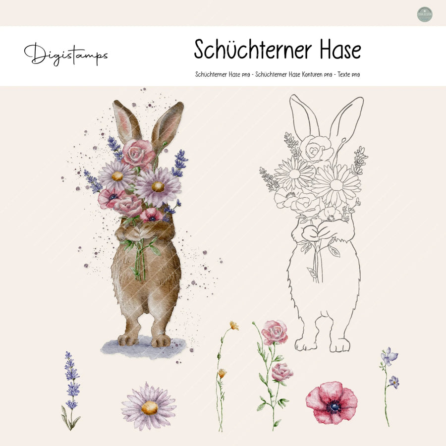 Digistamp Schüchterner Hase