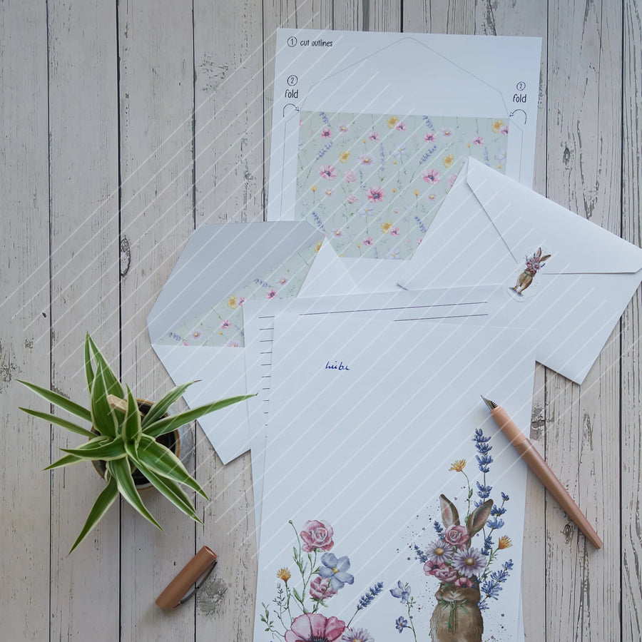 Digistamp Schüchterner Hase Briefpapier und -umschlag Digistamp