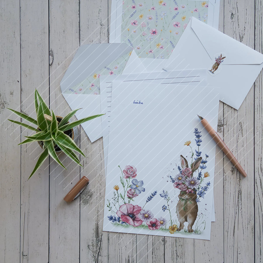 Digistamp Schüchterner Hase Briefpapier und -umschlag Digistamp