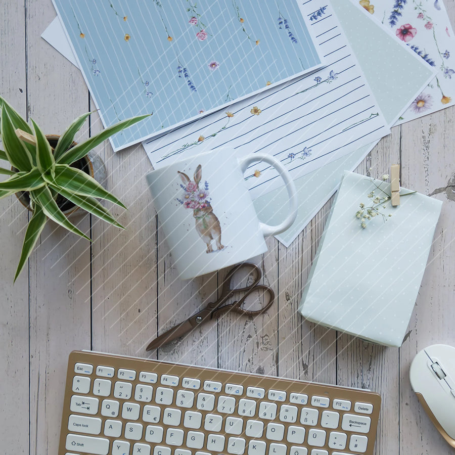 Digistamp Schüchterner Hase mit Seamless Papers und Texten Digistamp