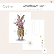 Digistamp Schüchterner Hase Postkarte Digistamp