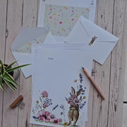 Digistamp Shy Rabbit stationery and envelope