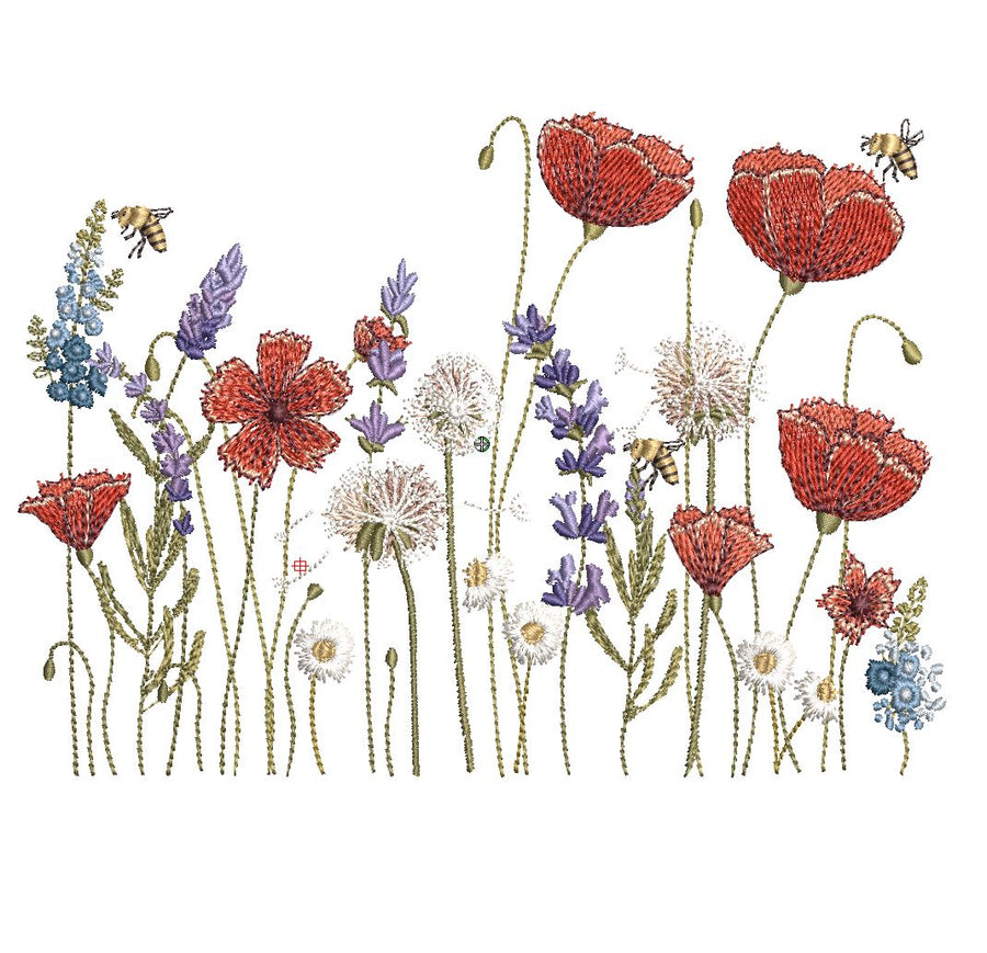 Stickdatei Blumenwiese für den 13 x 18er Rahmen