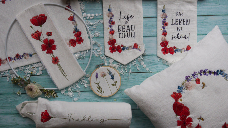 Stickdatei Großes Klatschmohnbouquet