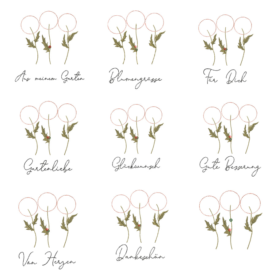 Stickdatei Gänseblümchen Wunschset mit Trockenblumen