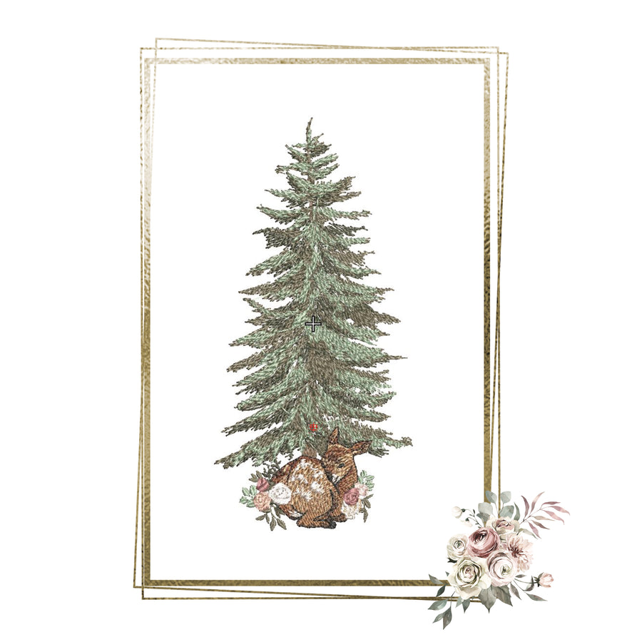 Stickdatei Tanne mit Reh