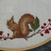 Embroidery file: Squirrel in a large berry wreath