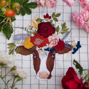 Stickdatei Kuh für große Rahmen und Knebelknopfverschluss