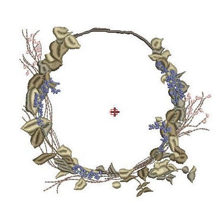 Embroidery design lavender wreath