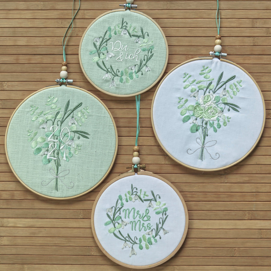 Embroidery design: Eucalyptus bouquet with roses