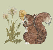 Stickdatei Eichhörnchen mit Löwenzahn