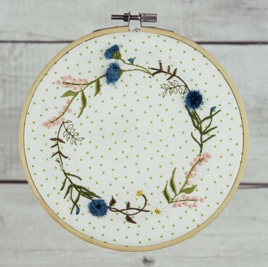 Embroidery design wildflower wreath